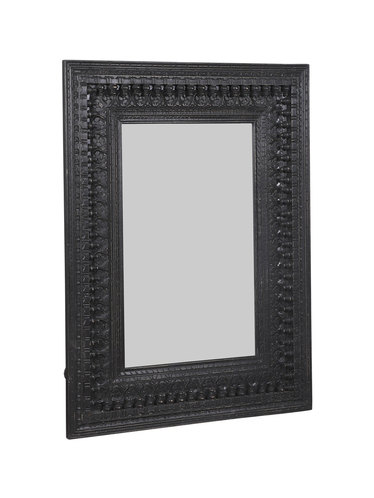 
                
                    Load image into Gallery viewer, Kali Black Rectangular Carved Mirror - 94cm x 127cm
                
            