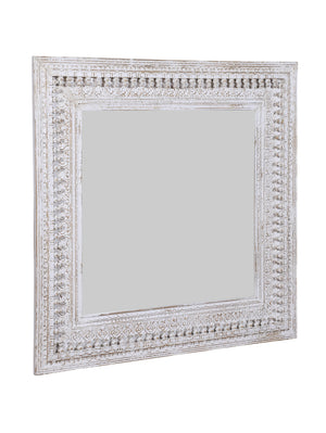 
                
                    Load image into Gallery viewer, Kali White Square Carved Mirror - 130cm
                
            