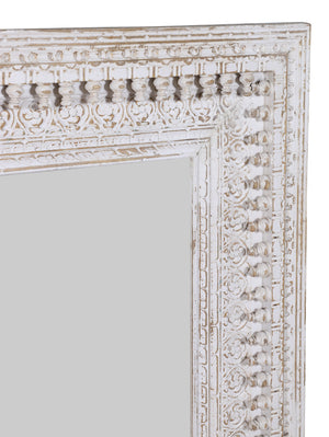 
                
                    Load image into Gallery viewer, Kali White Square Carved Mirror - 130cm
                
            