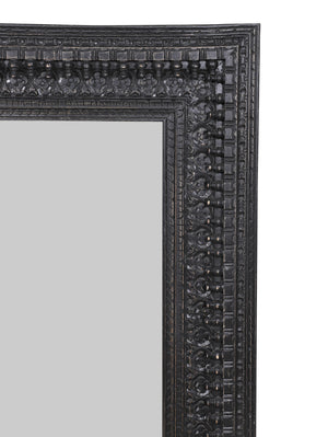 Kali Black Rectangular Carved Mirror - 90cm x 153cm