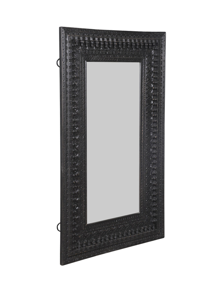 Kali Black Rectangular Carved Mirror - 90cm x 153cm
