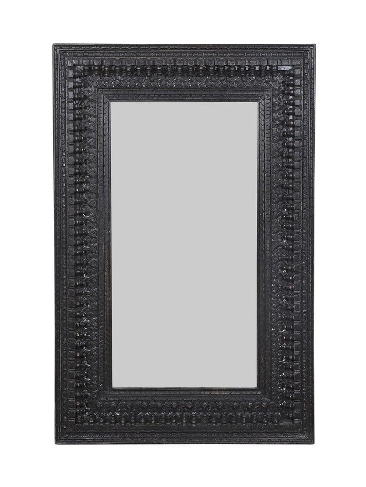 
                
                    Load image into Gallery viewer, Kali Black Rectangular Carved Mirror - 98cm x 150cm
                
            