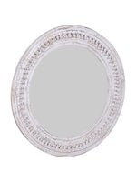 Kali White Round Carved Mirror - 120cm