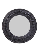 Kali Black Round Carved Mirror - 90cm