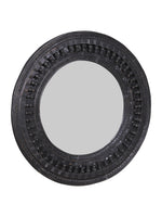 Kali Black Round Carved Mirror - 90cm