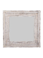 Kali Antique White Square Carved Mirror - 130cm