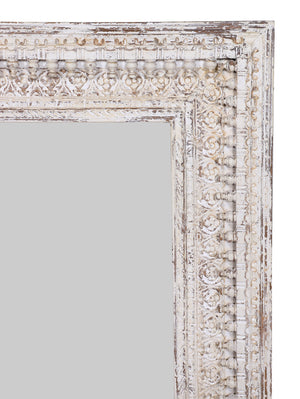 
                
                    Load image into Gallery viewer, Kali Antique White Square Carved Mirror - 130cm
                
            