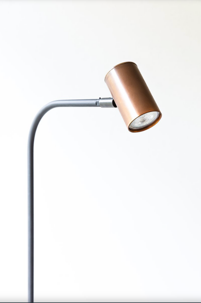 Tubino Floor Lamp - Matt Black with Copper Shade