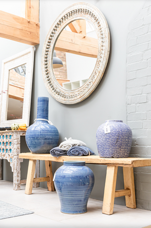 Blue Swirl Long Neck Vase (Click & Collect)