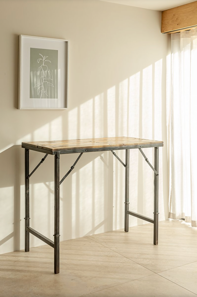 
                
                    Load image into Gallery viewer, Tall Folding Wood &amp;amp; Iron Tent Table - 122cm
                
            