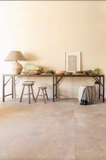 Extra Long Iron Folding Console Table with Wooden Top - 300 x 50cm