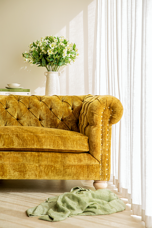 Vintage gold velvet online sofa