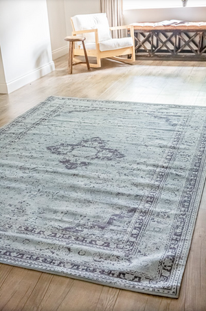 Cameron Blue Patterned Rug - 200cm x 290cm
