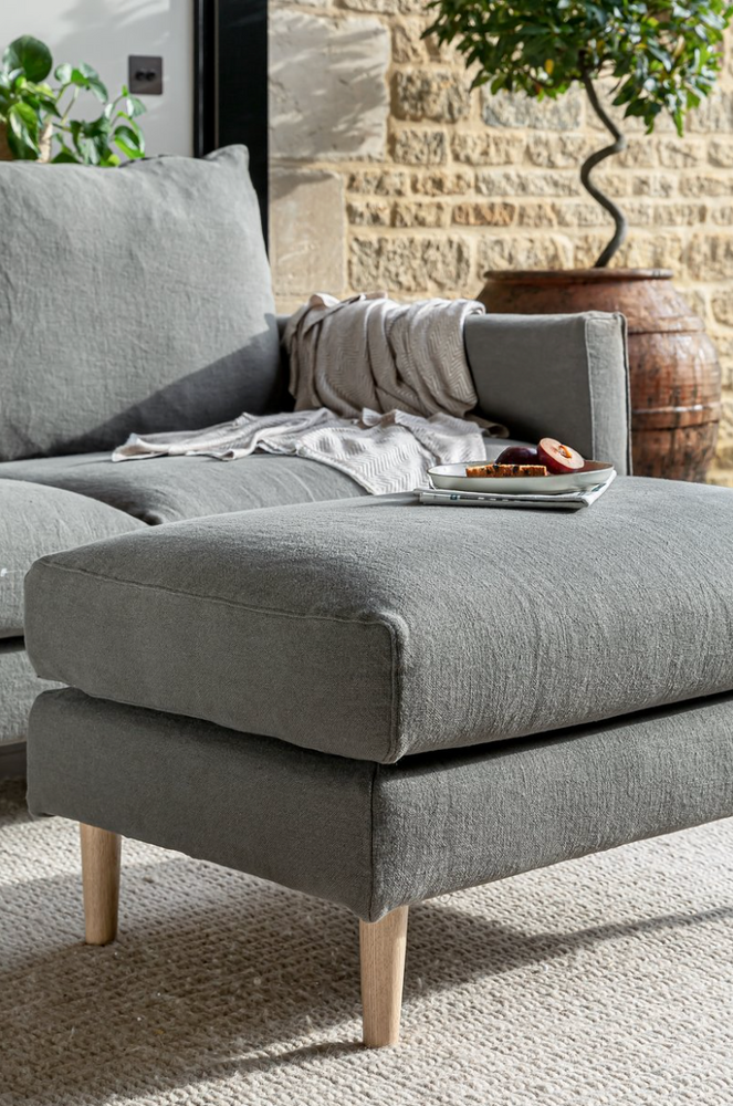 Moreton Footstool 80cm x 60cm - Premium Linen - Graphite