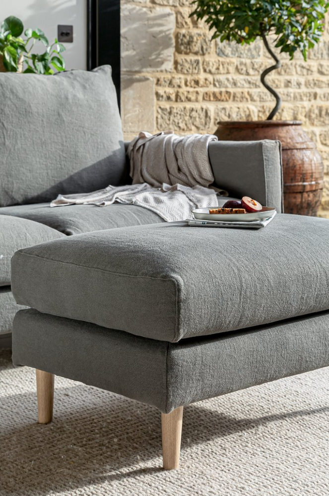 Moreton Footstool 80cm x 60cm Premium Linen Graphite