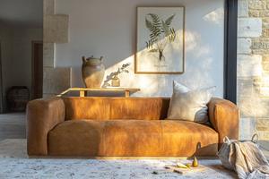 Yubberton 3 Seater Sofa - Tan Nubuck Leather