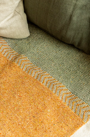 Jules Throw - Green Herringbone