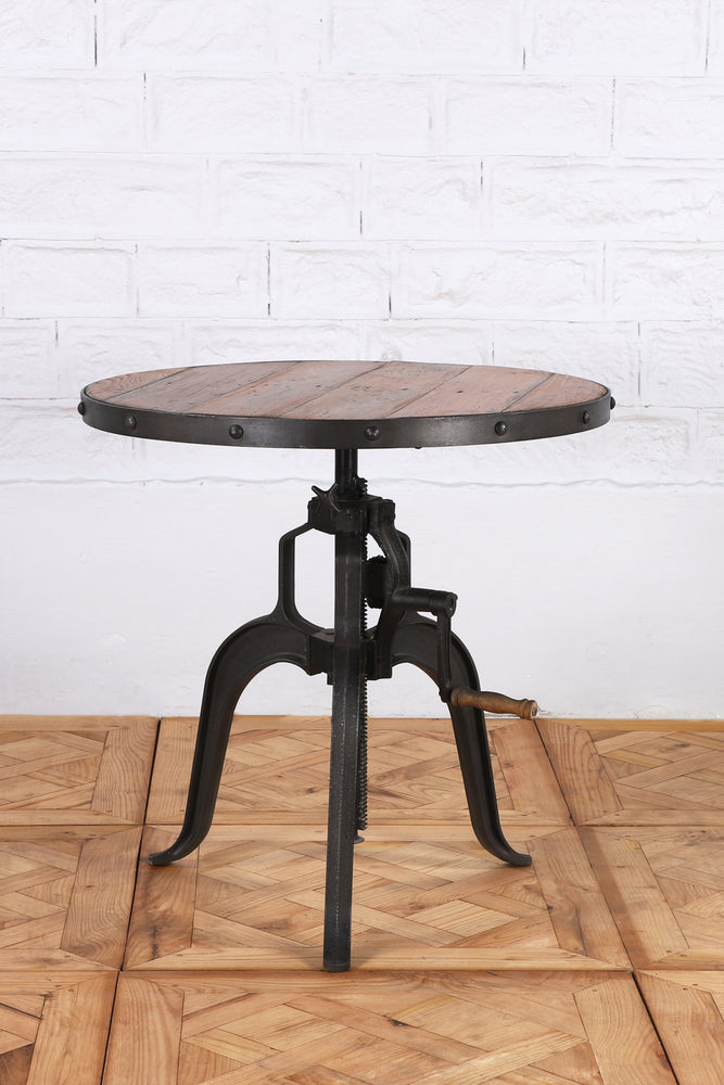 Iron and Wood Round Wrench Table - Small