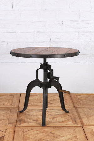 Iron and Wood Round Wrench Table - Small