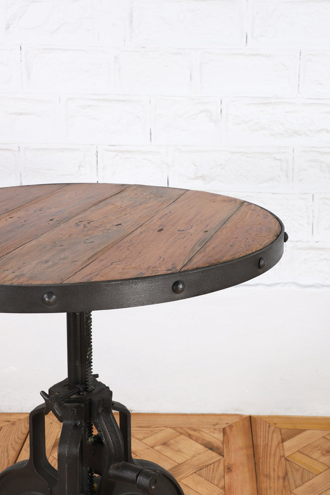 Iron and Wood Round Wrench Table - Small