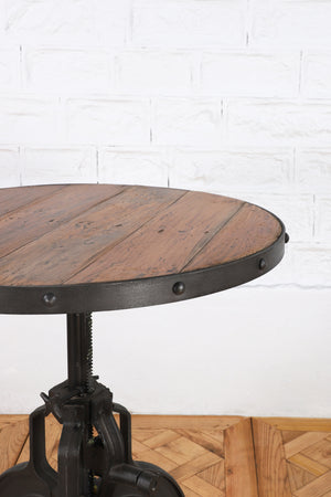 Iron and Wood Round Wrench Table - Small