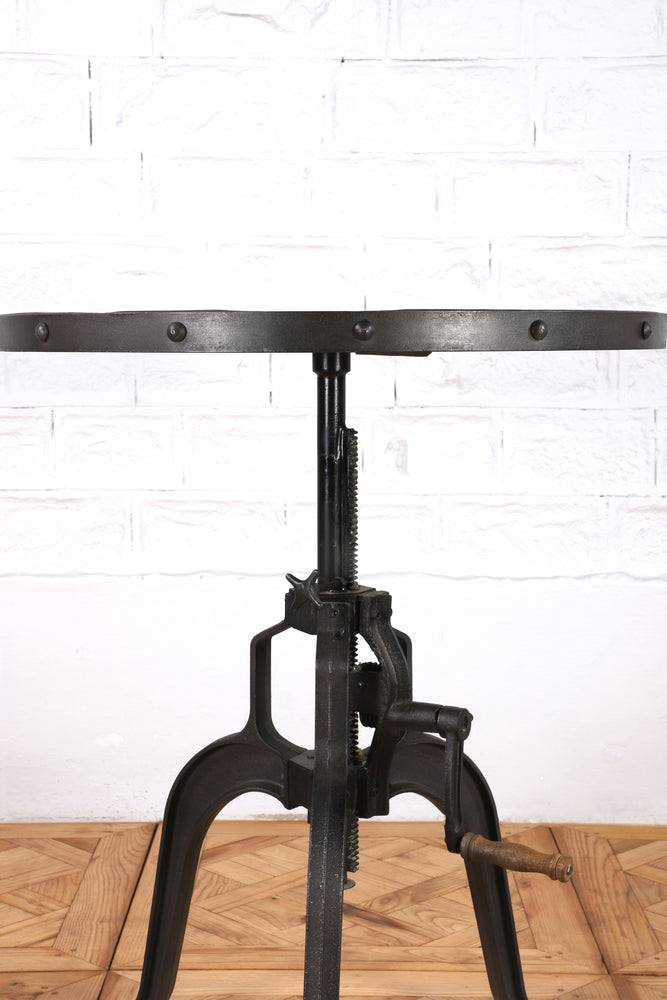 Iron and Wood Round Wrench Table - Small