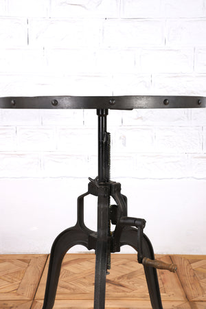 Iron and Wood Round Wrench Table - Small