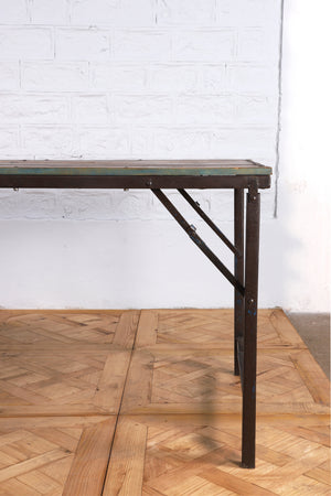 Extra Long Iron Folding Table with Wooden Top - 302cm