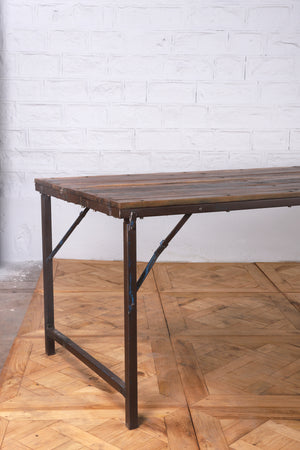 Extra Long Iron Folding Table with Wooden Top - 302cm