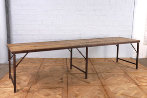 Extra Long Iron Folding Table with Wooden Top - 302cm