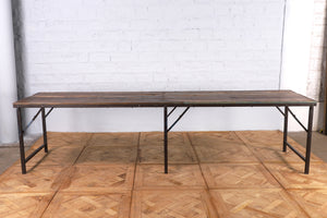 Extra Long Iron Folding Table with Wooden Top - 302cm