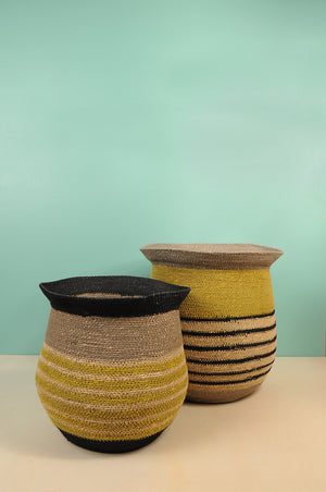 Striped Oval Basket - Curry - Medium